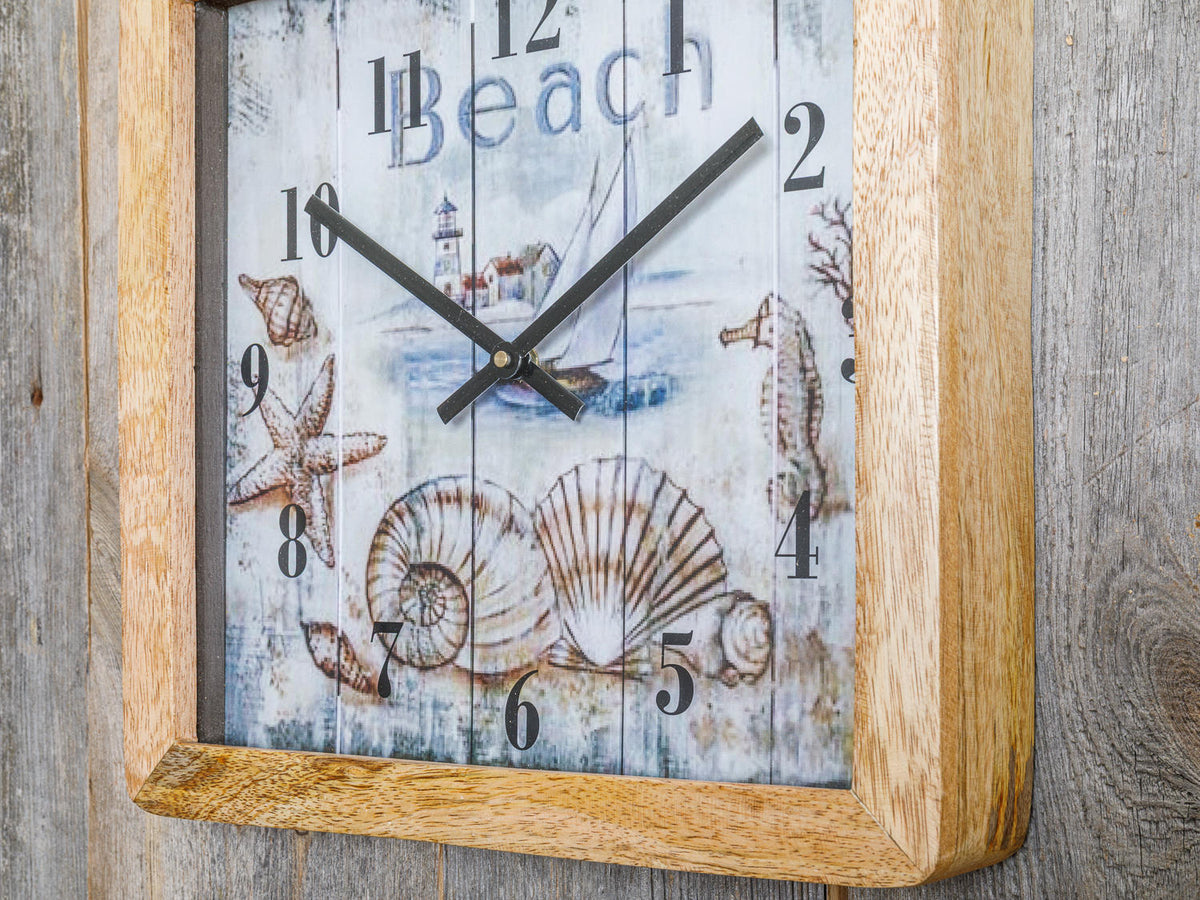 Wanduhr Mangoholz maritime Motive