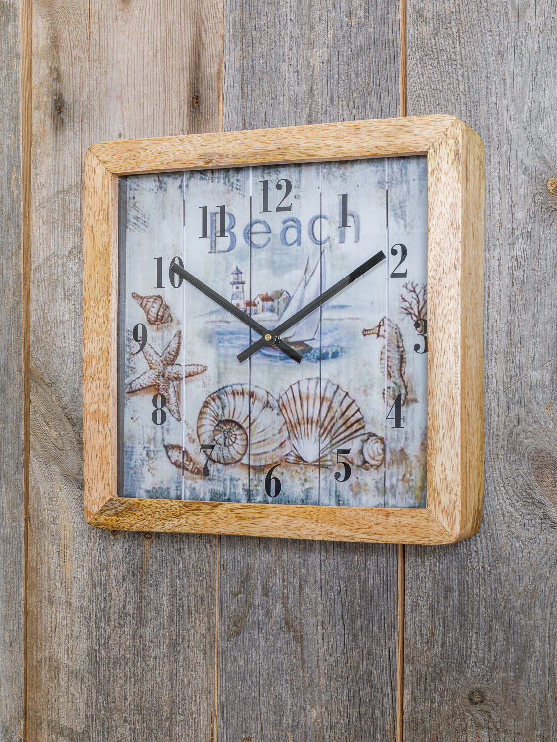 Wanduhr Mangoholz maritime Motive