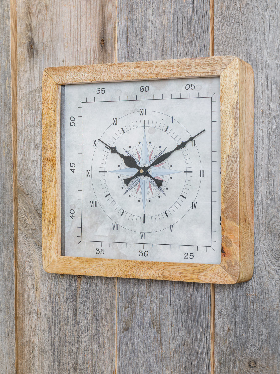 Maritime Wanduhr Mangoholz Windrose