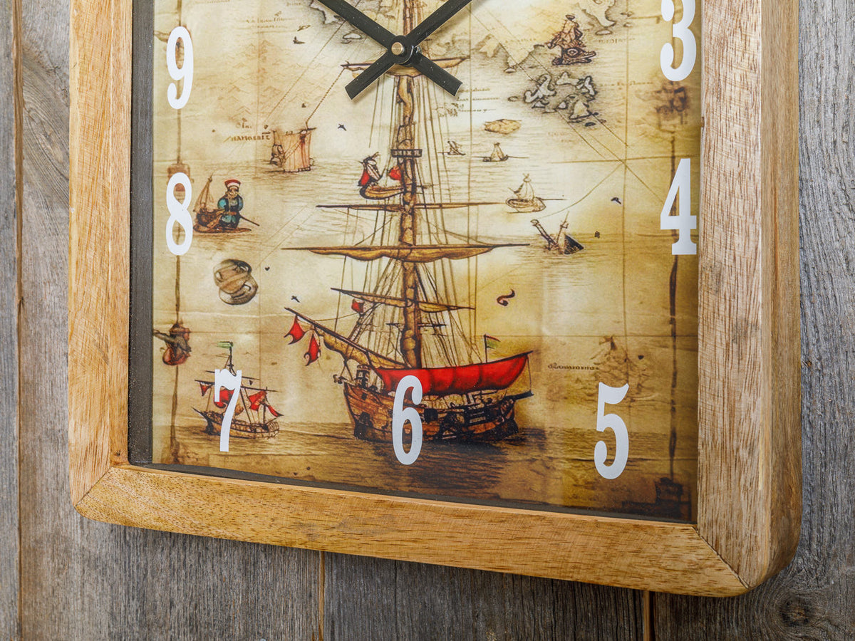 Wanduhr Mangoholz Segelschiff