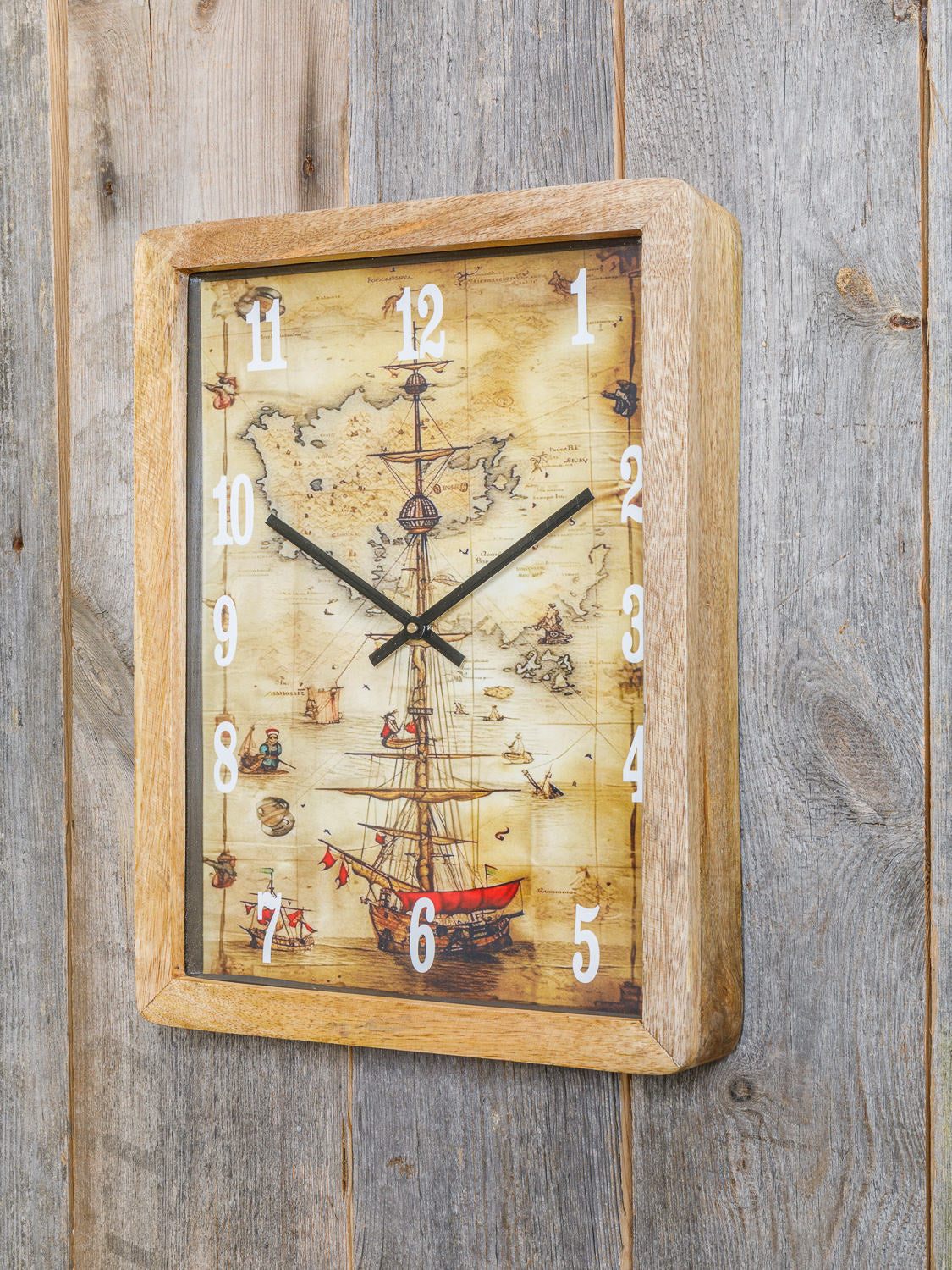 Wanduhr Mangoholz Segelschiff