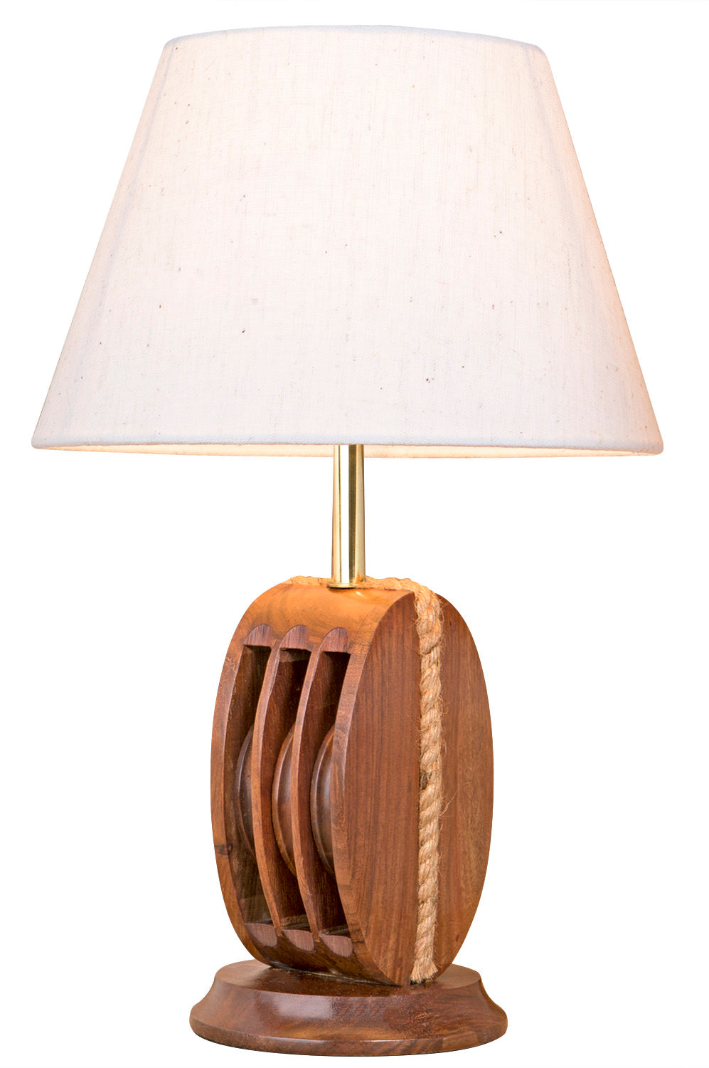 Kleine Tischlampe Blockrolle Holz