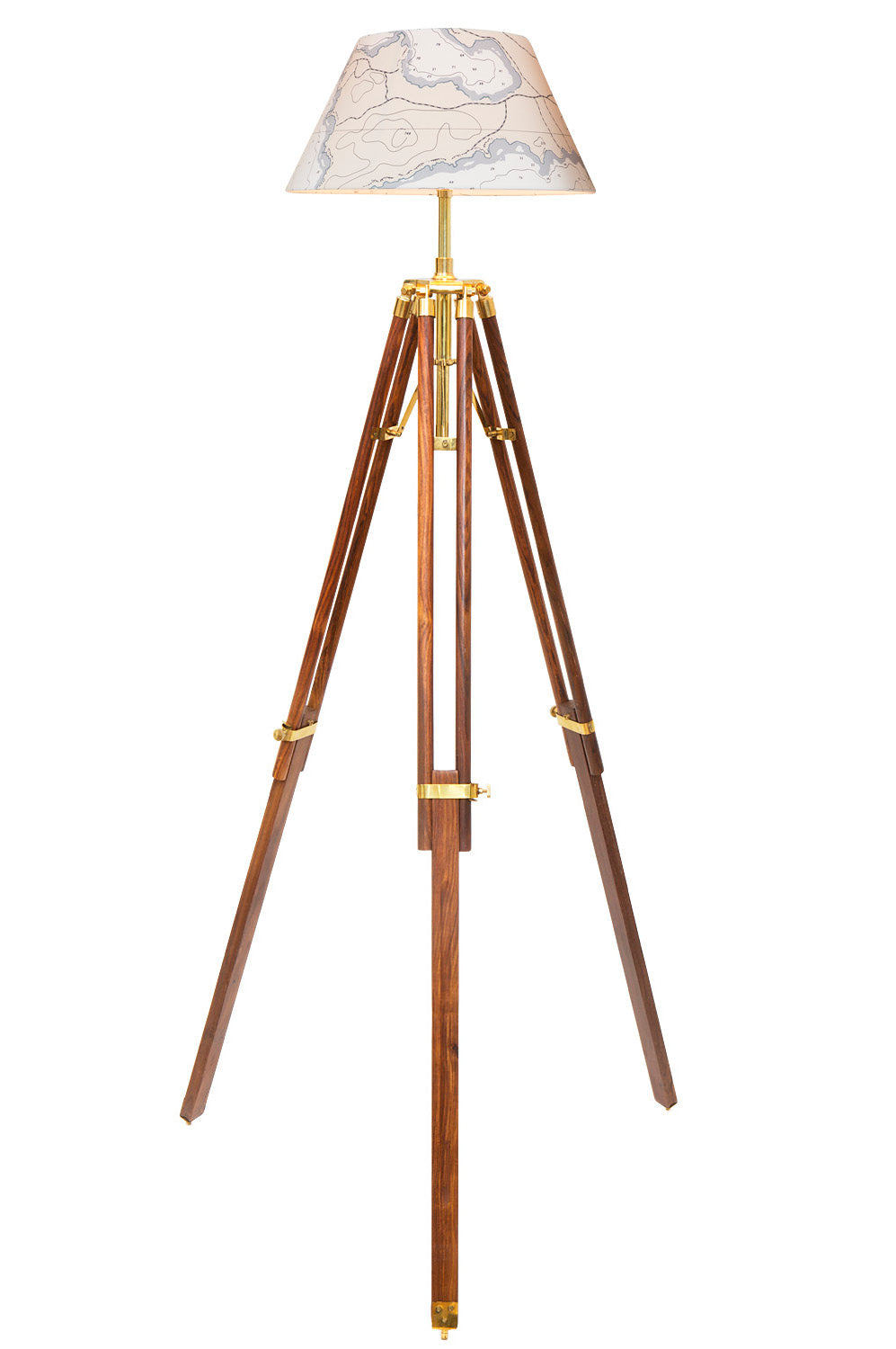 Stativlampe Holz Lampenschirm Seekarte