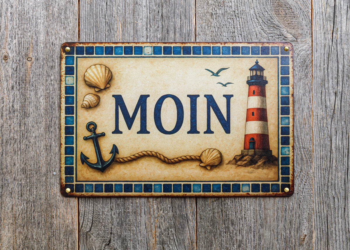 Moin Blechschild Vintage Look