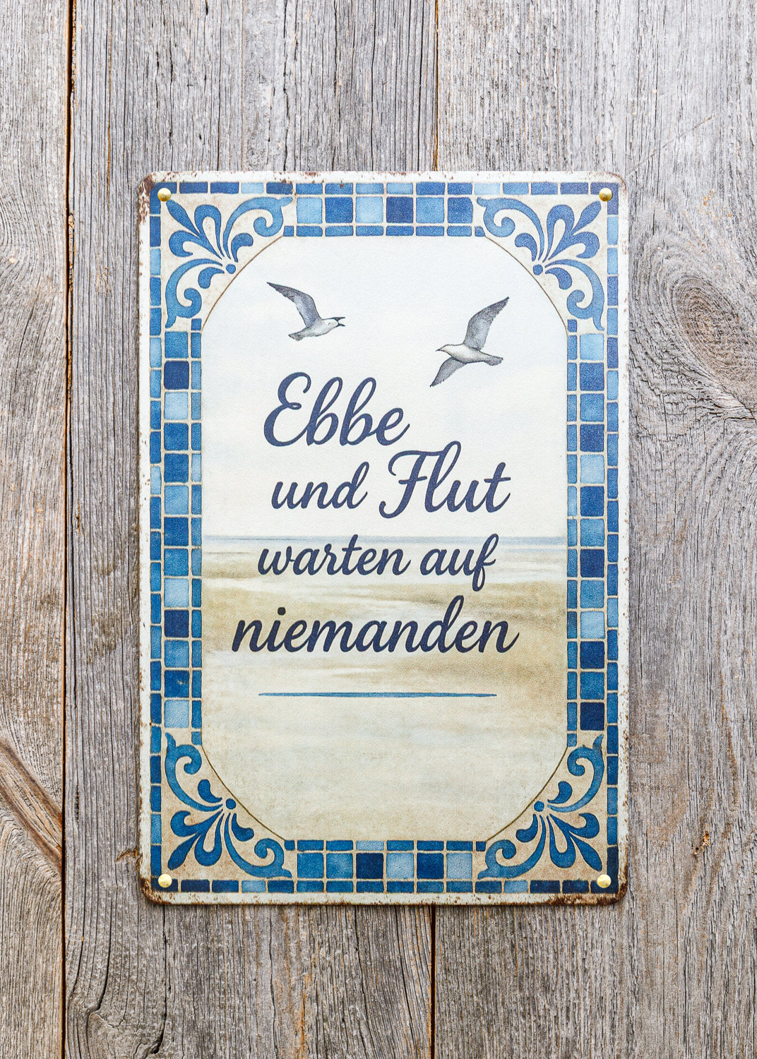 Blechschild Ebbe & Flut Vintage Stil