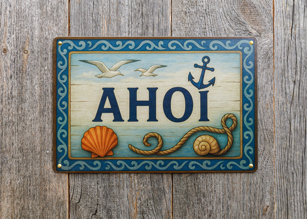 Vintage Metallschild Ahoi