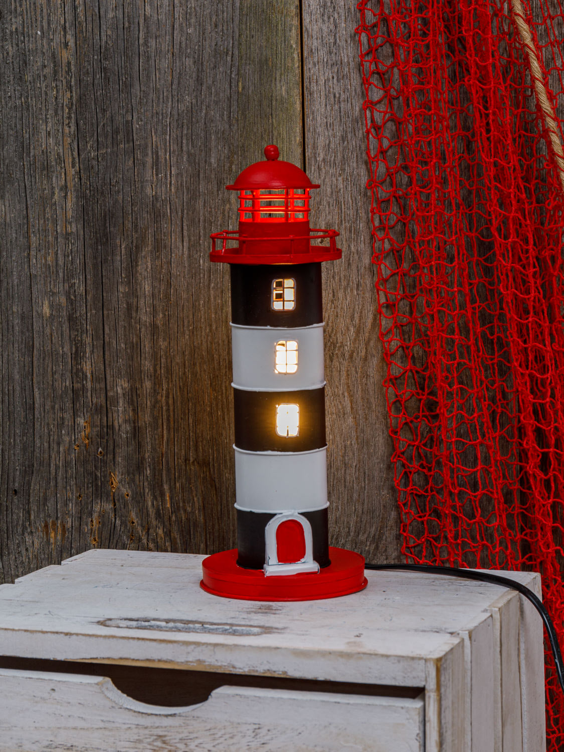 Leuchtturm Strom rot weiß schwarz