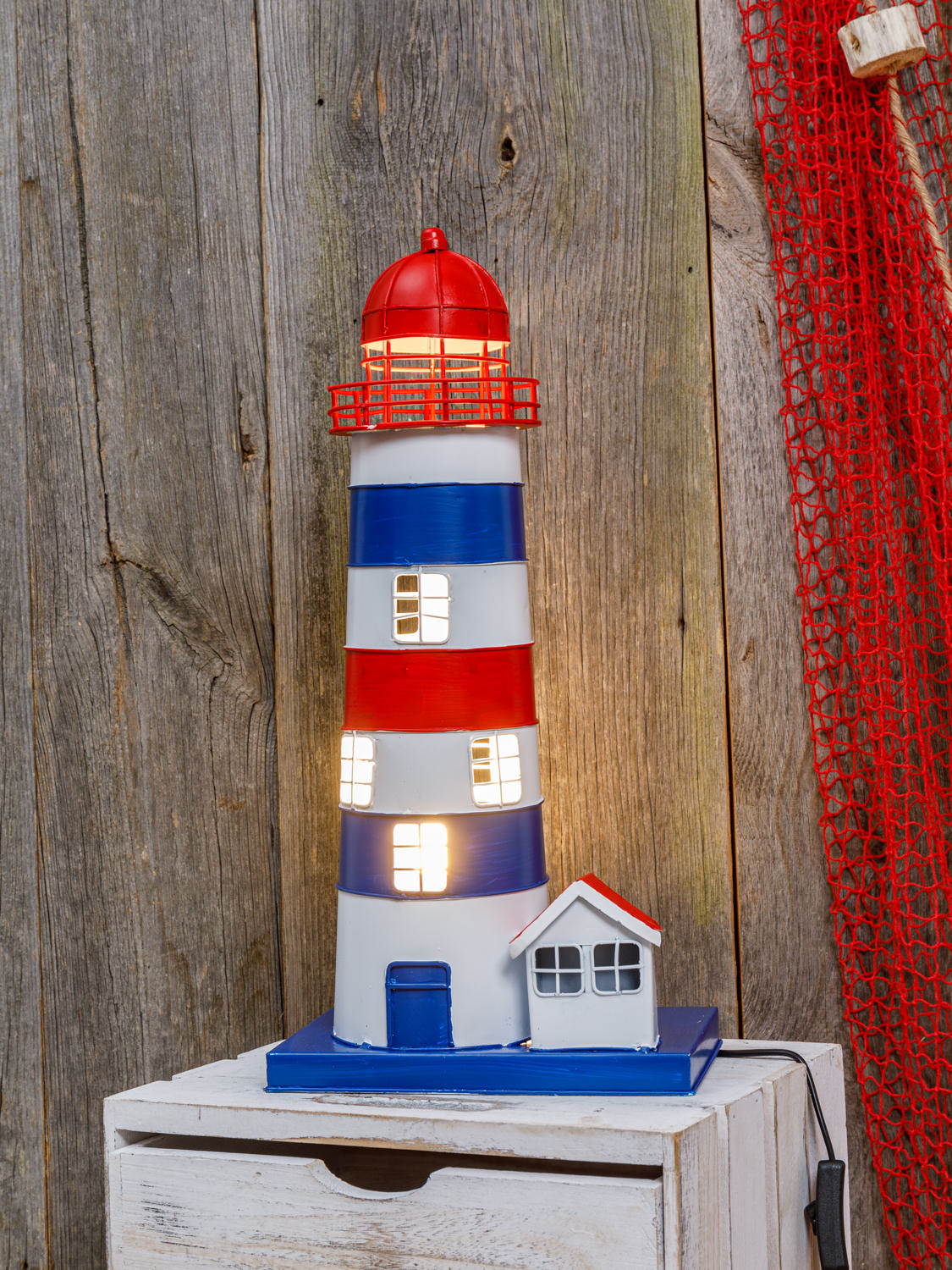 Weiß rot Leuchtturm Lampe