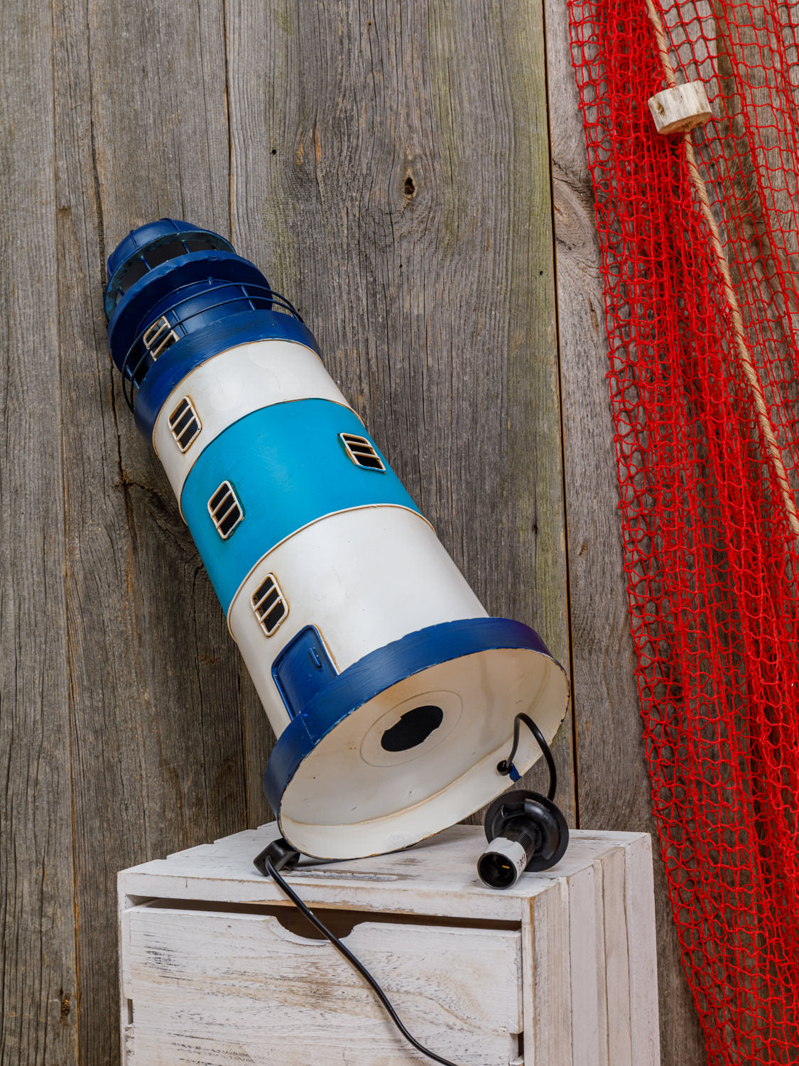 Leuchtturm hellblau Lampe rund