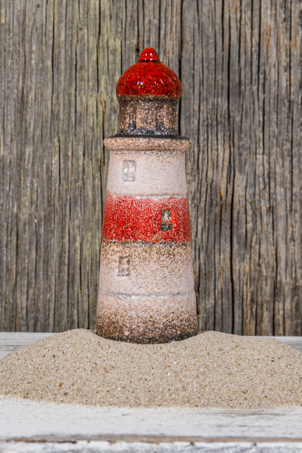 Kleiner Leuchtturm rot weiß Keramik