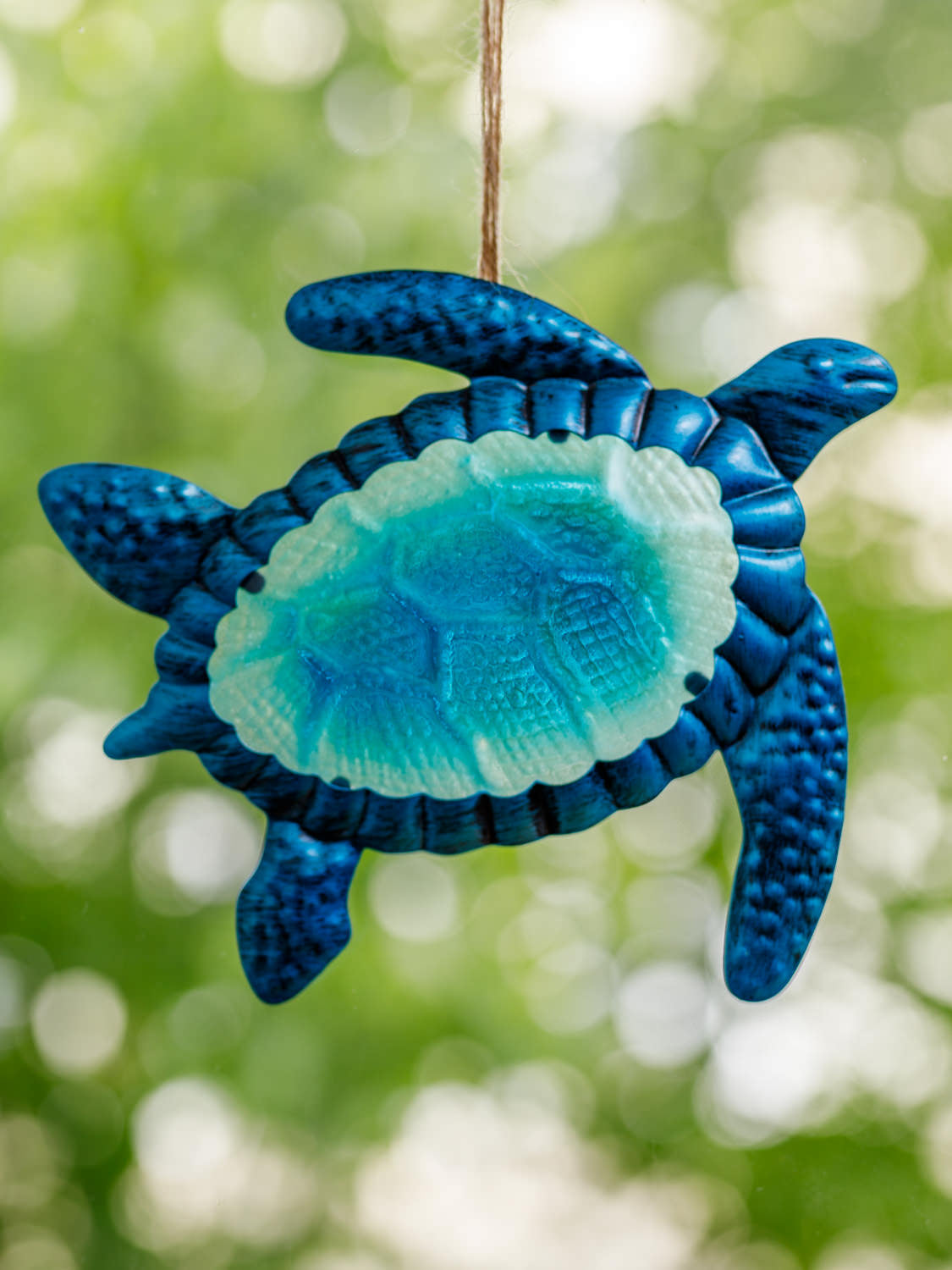 Metall Glas Wandhänger blaue Schildkröte