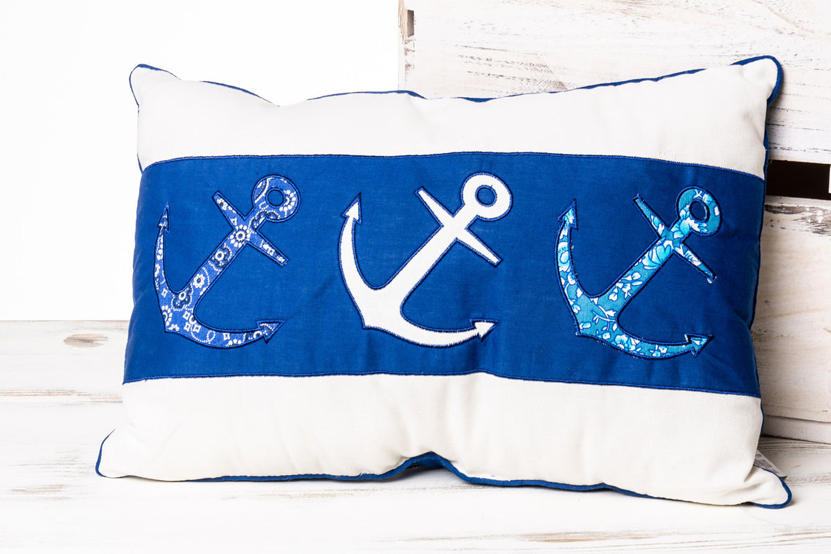 Blau weiß Kissen Anker