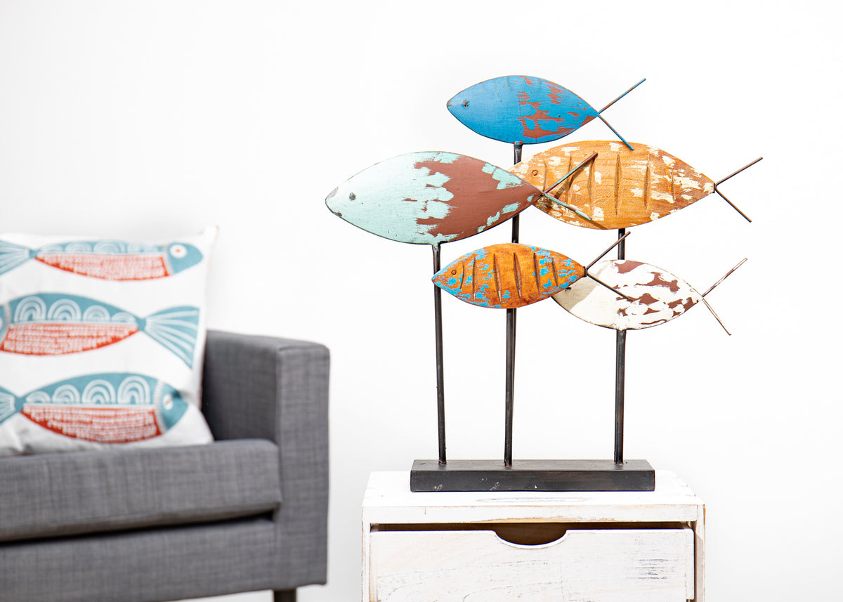 Dekoration Fische bunt Metall