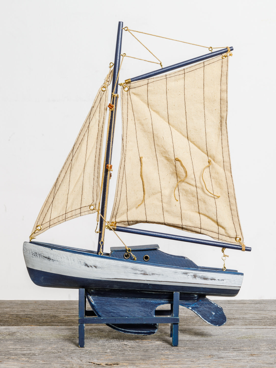 Dekoration antikes Segelschiff Holz marineblau