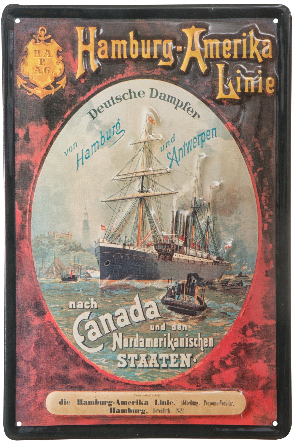 Reklameschild Hamburg America Line