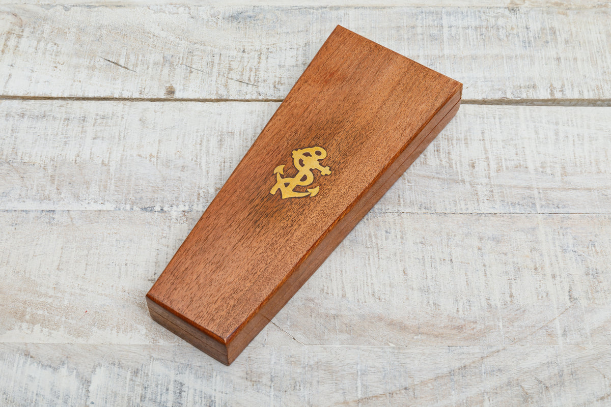 Einhandzirkel aus Messing Holzbox