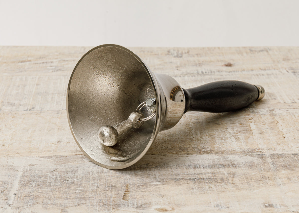 Kleine Handglocke, Tischglocke silber schwarzer Griff