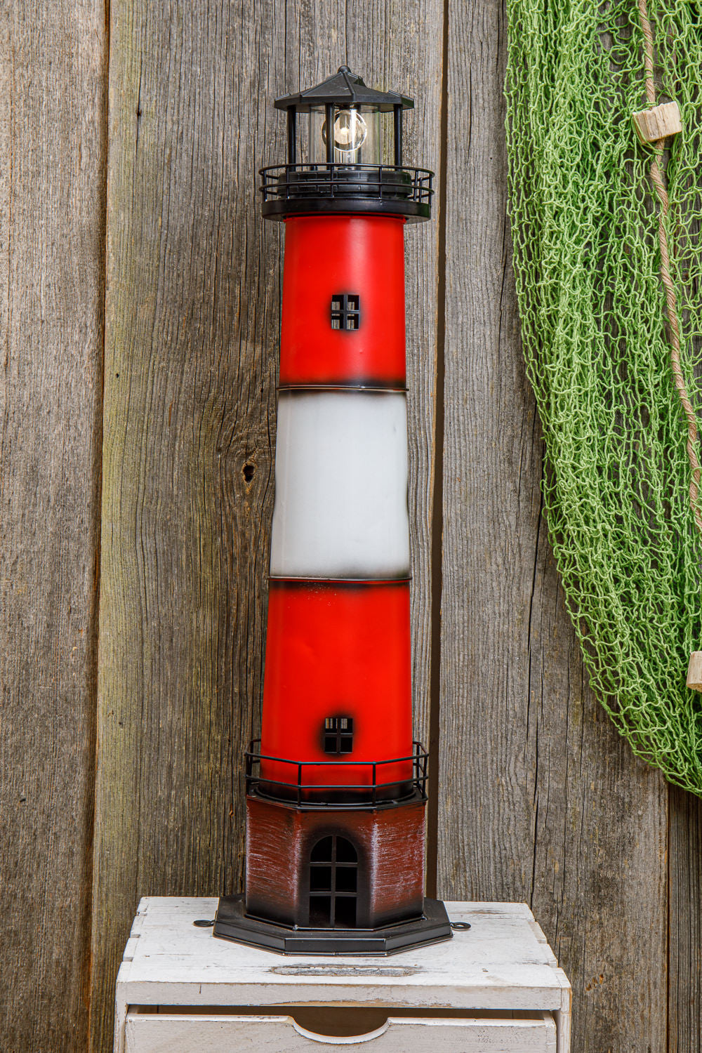 Rot weißer Leuchtturm Garten solar